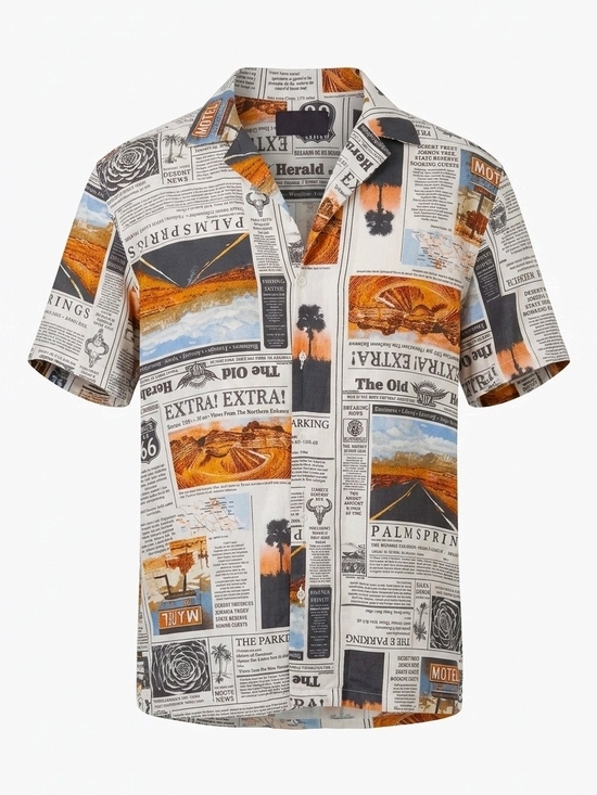 No Boundaries Other - No Boundaries Men’s Medium Newspaper Route 66 Desert Scenic Print